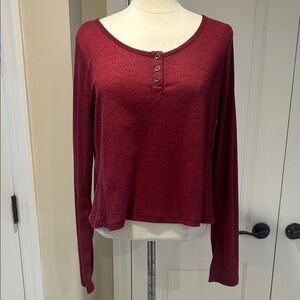 Mimi chica Women's Burgundy Long Sleeve Top